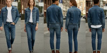 Models wearing diverse denim styles for 2025, emphasizing fit, durability, and contemporary urban fashion.