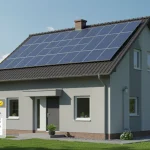 Maximize 2025 Energy Tax Credits: Up to $3,200 Savings Modern home with solar panels, energy-efficient windows, and a heat pump, symbolizing 2025 energy tax credit savings.
