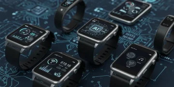 Futuristic AI-powered wearable devices showcasing advanced technology