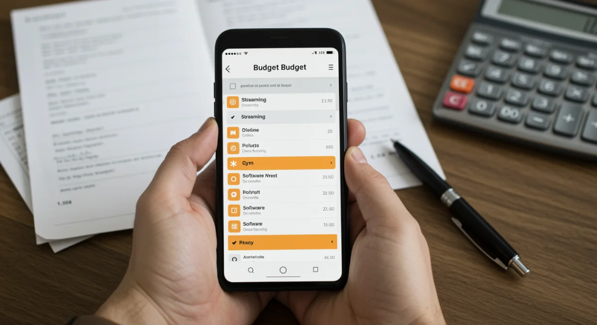 Budgeting app showing subscription costs on a smartphone