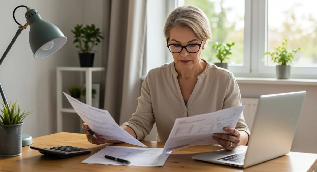 Homeowner calculating 2025 energy tax credits on a laptop.