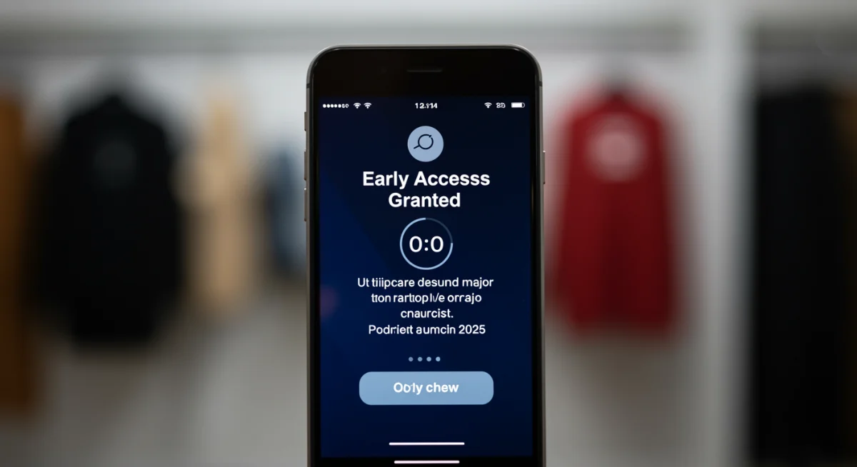 Smartphone screen showing an 'Early Access Granted' notification for a product launch.
