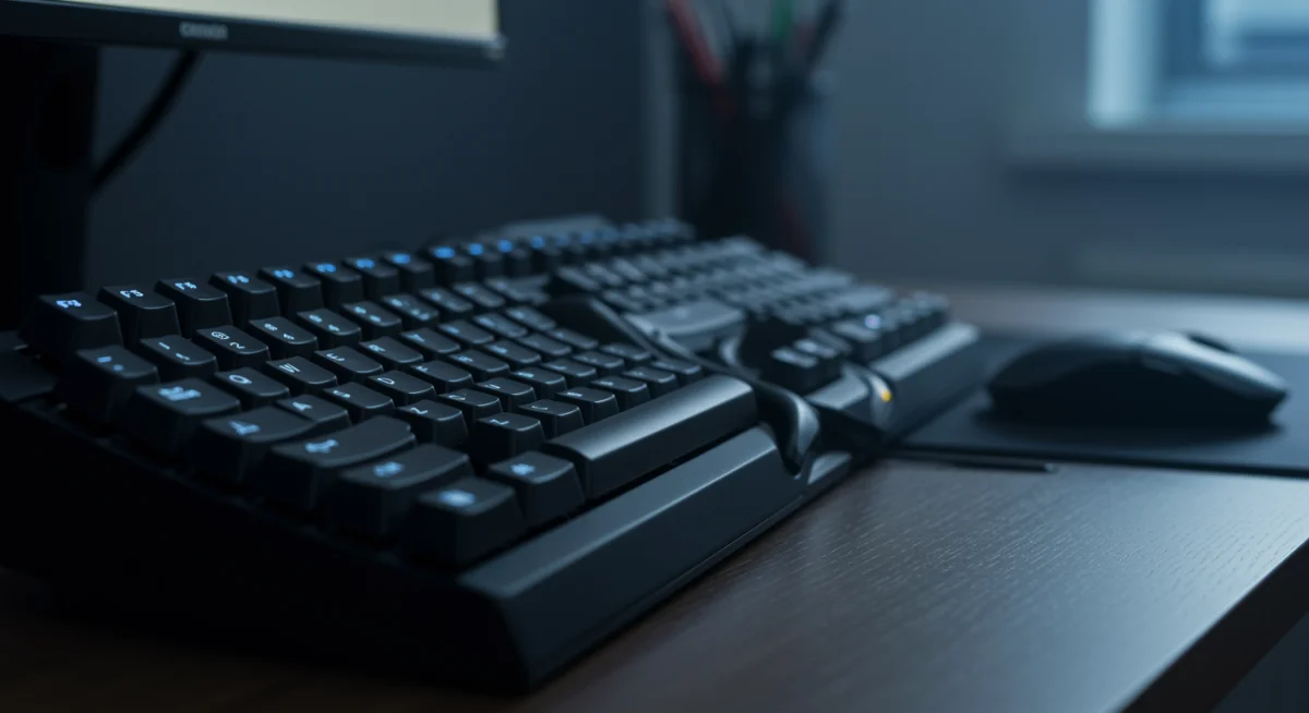 Ergonomic keyboard and precision mouse enhancing digital workflow