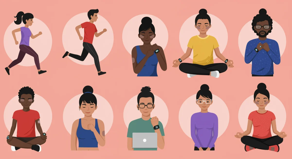Diverse users benefiting from AI-integrated smart wearables