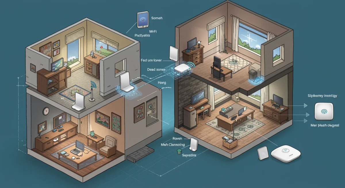 Mesh Wi-Fi system coverage mapping a multi-story house