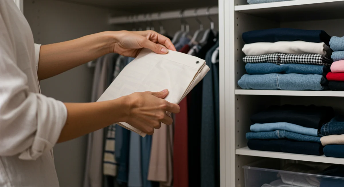 Organized closet with minimalist clothing