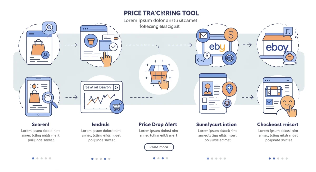 Diagram showing price tracking tool workflow and savings process