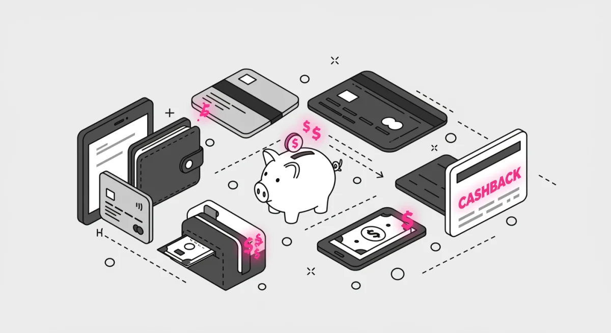 Secure payment methods with cashback icons