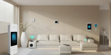 Modern smart home showcasing energy-efficient gadgets and integrated technology.