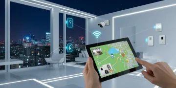 Smart home security system interface on a tablet