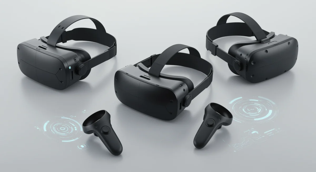 Comparison of three leading VR gaming headsets and their controllers.