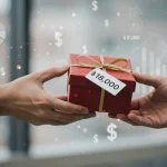 2025 Gift Tax Exclusion: Gifting Up to $18,000 Tax-Free Hands exchanging a gift box with '$18,000' tag, symbolizing the 2025 gift tax exclusion