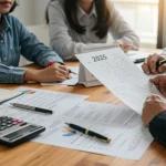 Estate Planning in 2025: Navigating the $13.61M Exemption Family reviewing estate planning documents with a financial advisor for 2025