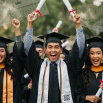 Student Loan Forgiveness 2025: Eligibility & Application Guide Graduates celebrating with financial documents, symbolizing student loan forgiveness in 2025.