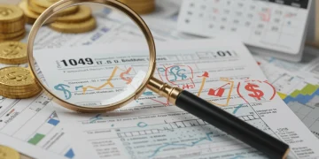 Magnifying glass over tax form revealing hidden deductions for 2025 savings
