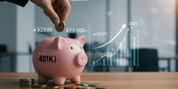 Illustration of a person maximizing 401(k) contributions for 2025 retirement planning