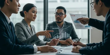 Professionals analyzing financial data and charts, preparing for 2025 tax law changes